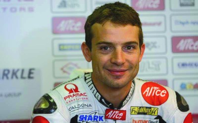 Il pilota francese dell'Aprilia Sylvain Guintoli