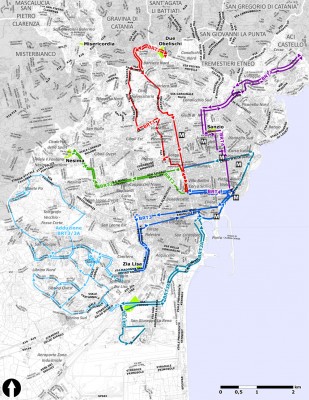 La mappa con le nuove tratte del Brt ipotizzate dall'amministrazione comunale stamattina